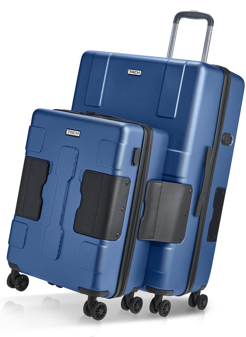 TACH - TACH Connectable Luggage, 2pc Set, Hard Shell, Large + Carry-on, TSA Approved Locks, Midnight Blue - Image 1