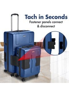 TACH TACH Connectable Luggage, 2pc Set, Hard Shell, Large + Carry-on, TSA Approved Locks, Midnight Blue  - Image 3