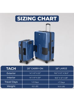 TACH TACH Connectable Luggage, 2pc Set, Hard Shell, Large + Carry-on, TSA Approved Locks, Midnight Blue  - Image 5