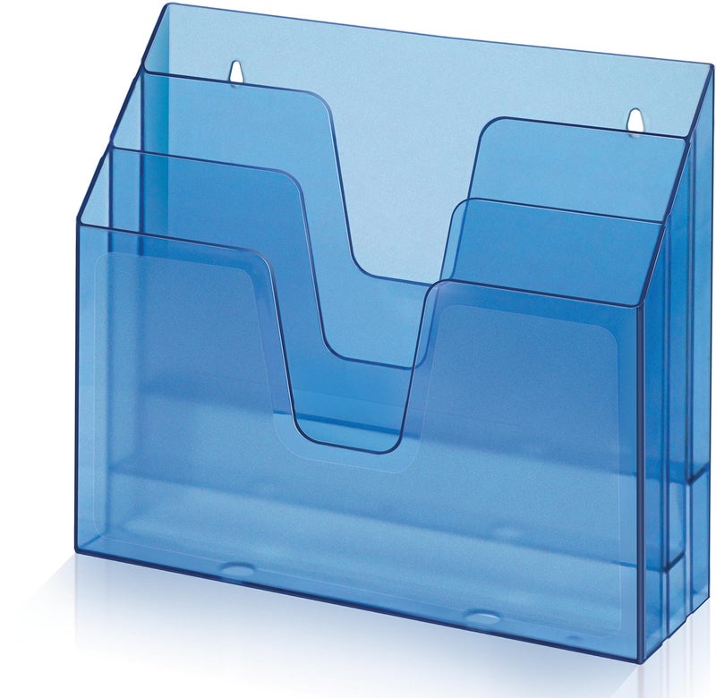 Acrimet Horizontal Triple File Folder Holder Organizer (Clear Blue Color) - Image 1
