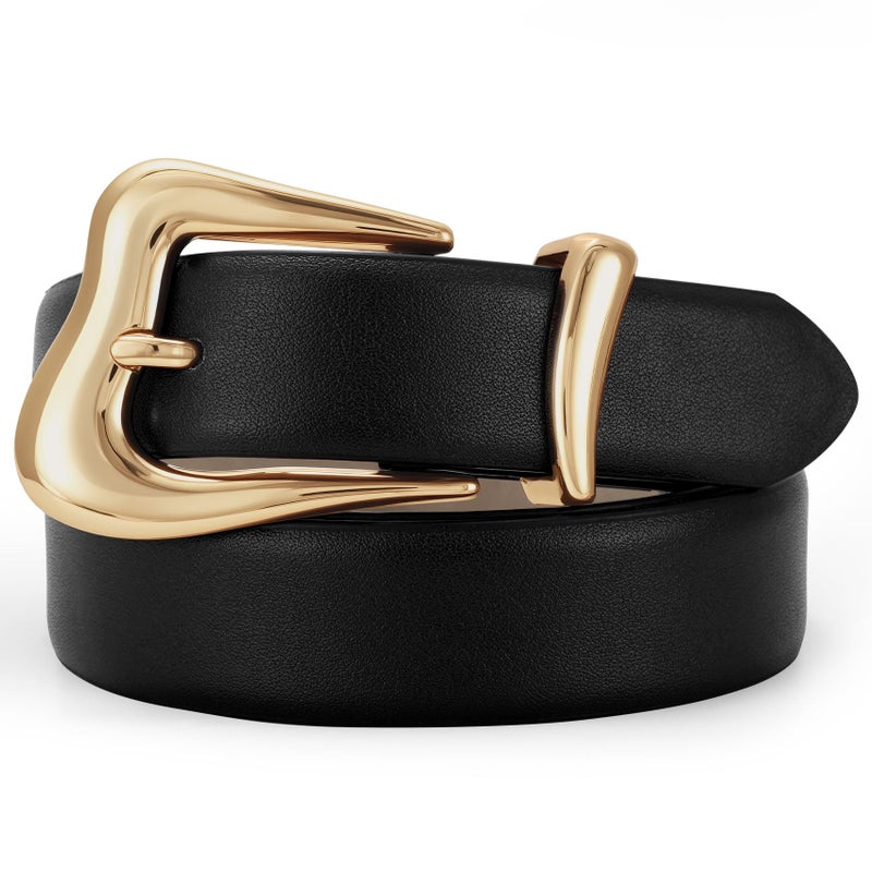 TRIWORKS Women's Belts for Jeans Pants Gold Buckle Fashion Waist Belts for Ladies Leather Belts - Image 1