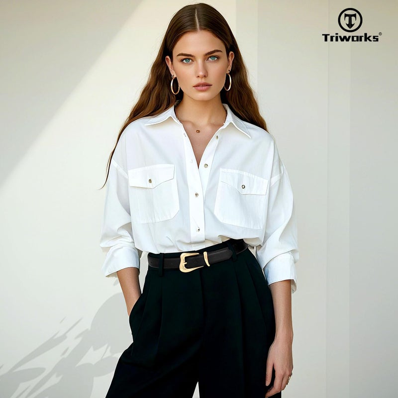 TRIWORKS Women's Belts for Jeans Pants Gold Buckle Fashion Waist Belts for Ladies Leather Belts - Image 3
