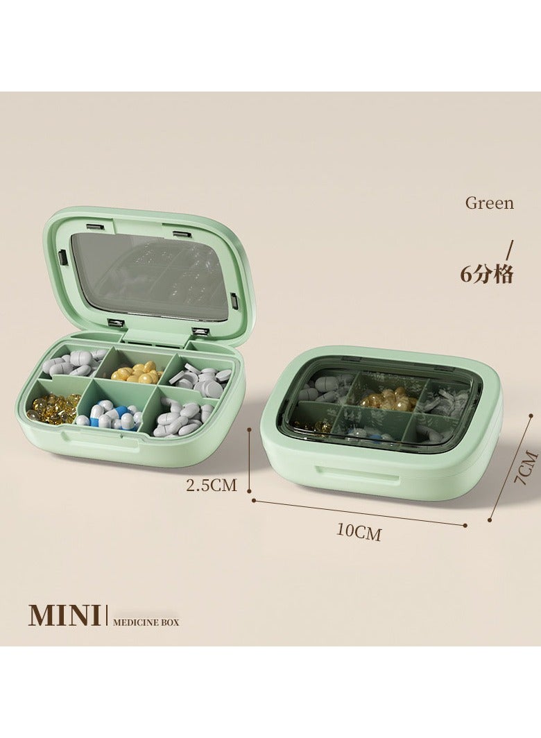 Generic 6 Compartments Portable Pill Box Travel Pill Organizer, Everyday Pill Organizer, Folding Design Pill Box for Wallet Pocket for Vitamins, Cod Liver Oil, Supplements and Medication - Image 1