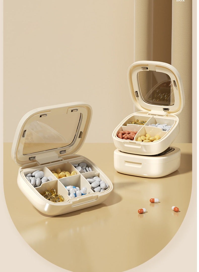 Generic 6 Compartments Portable Pill Box Travel Pill Organizer, Everyday Pill Organizer, Folding Design Pill Box for Wallet Pocket for Vitamins, Cod Liver Oil, Supplements and Medication - Image 2