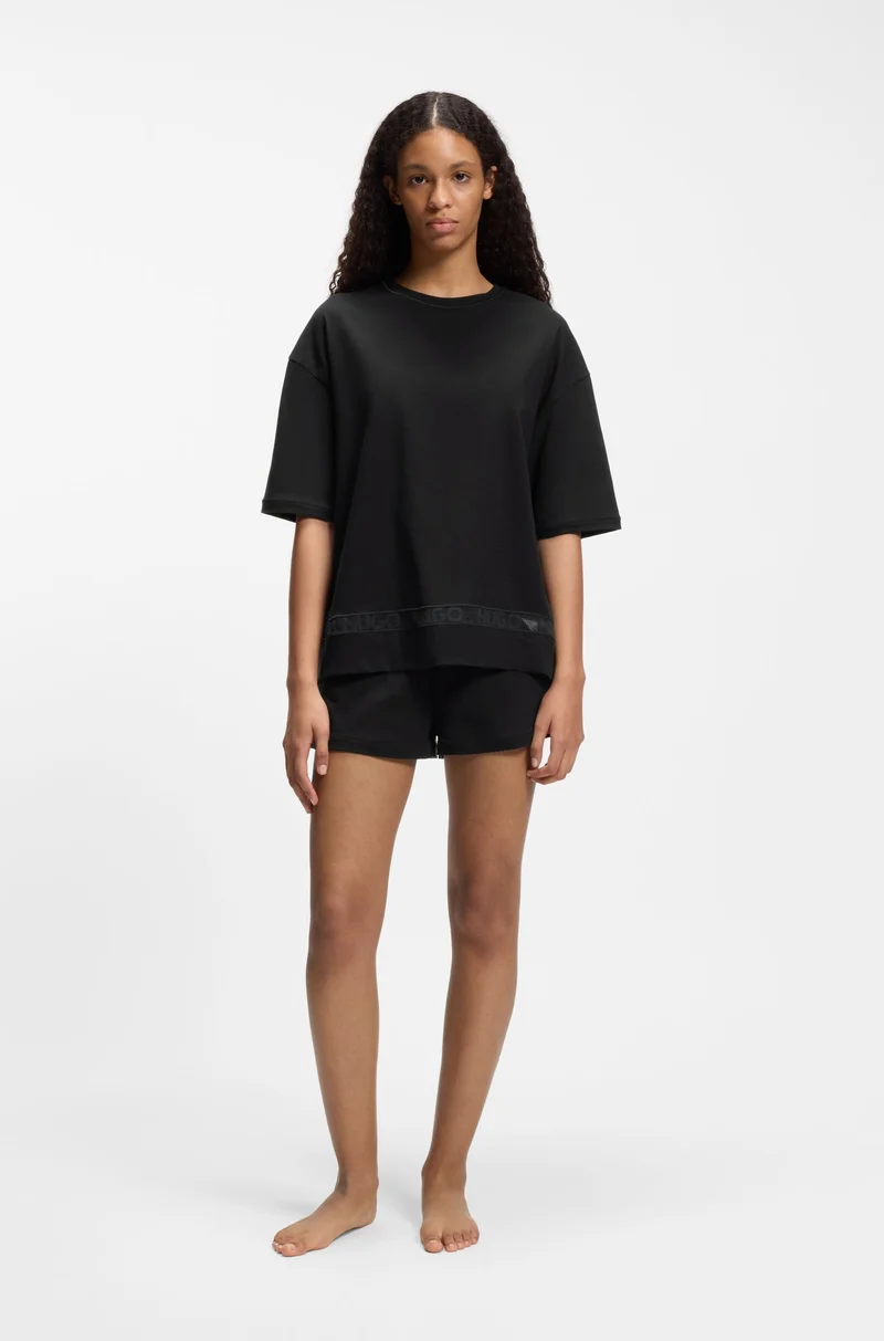 HUGO Stretch-cotton pyjamas with mesh logo inserts