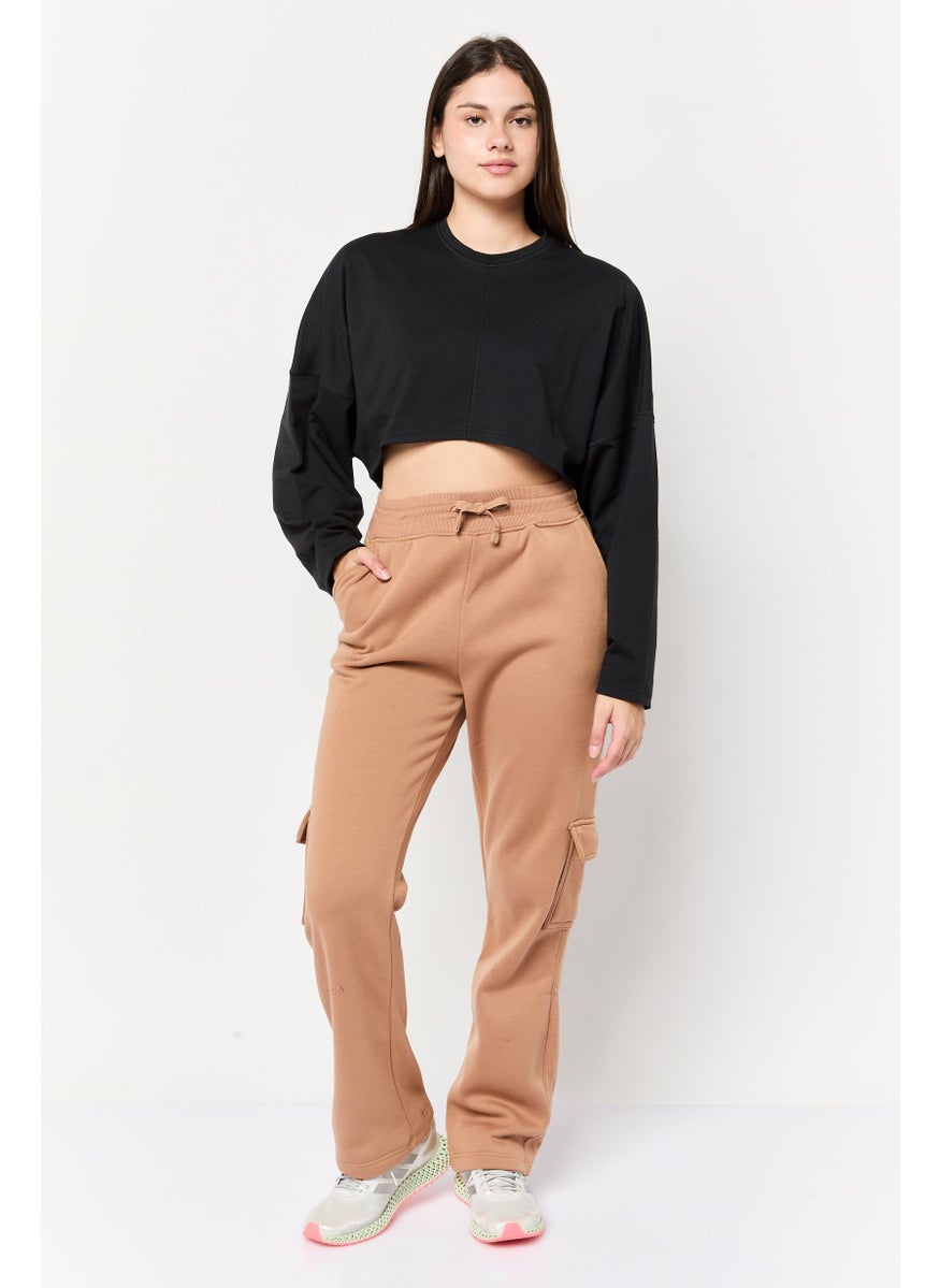 Adidas Women Sportswear Fit Long Sleeve Crop Yoga Sweatshirt, Black  - Image 2