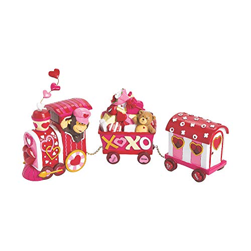 Fun Express Valentine Tabletop Love Express Train Cute 3 Piece Set Valentines Day Home Decor and Centerpieces
