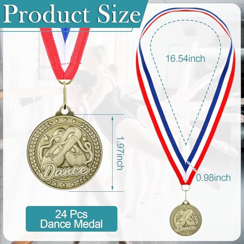 Ferreve 24 Pcs Dance Award Medals with Neck Ribbons Dance Trophy Ballet Competitions Award Prize Ballet Party Winner Gift for Dancers - Image 2