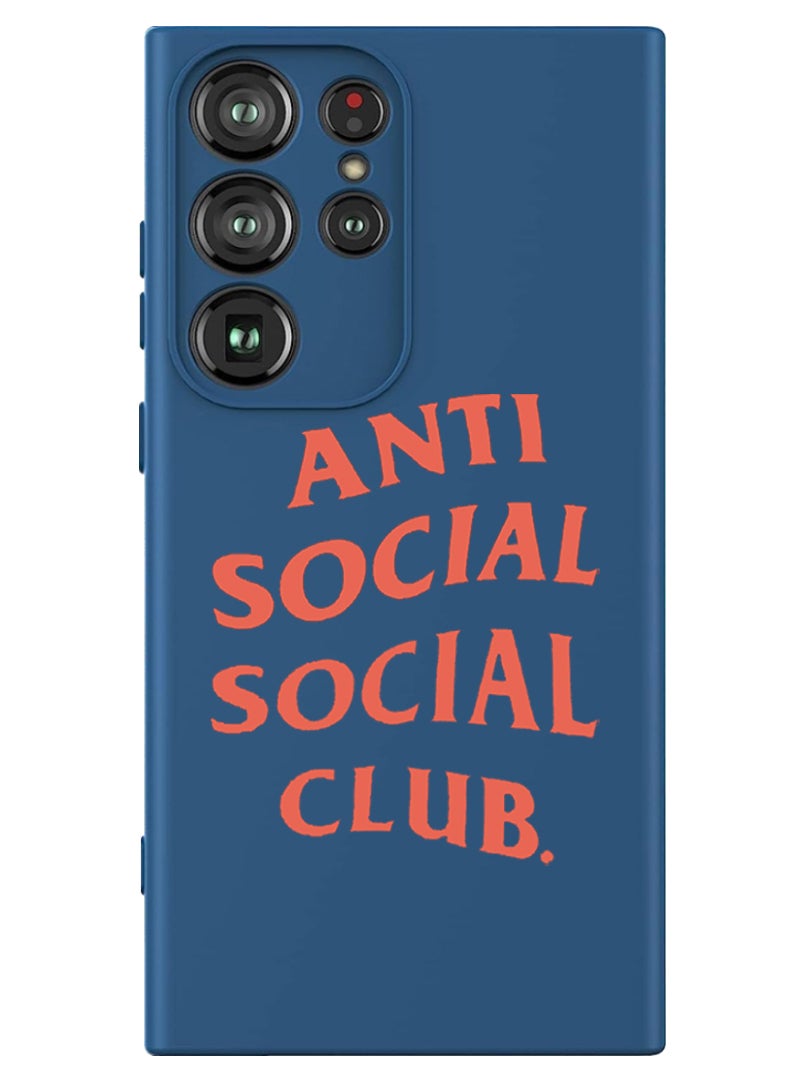 Theodor Protective Slim Fit Case Liquid Silicone Cover with Full Body Protection Anti-Scratch Shockproof Case For Samsung Galaxy S24 Ultra (Blue) - Anti social social club  - Image 1