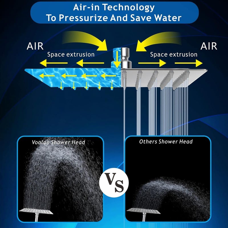 Voolan Rain Shower head, High Pressure Shower Head Made of 304 Stainless Steel, Relaxed Shower Experience Even at Low Water Flow and Pressure (10" Brushed Nickel) - Image 4