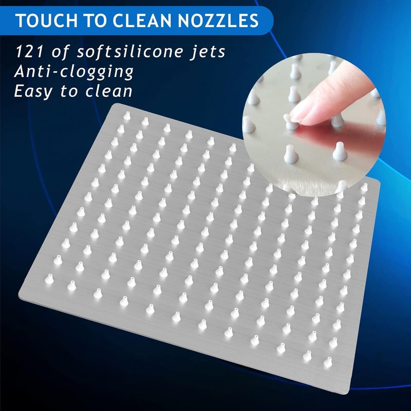 Voolan Rain Shower head, High Pressure Shower Head Made of 304 Stainless Steel, Relaxed Shower Experience Even at Low Water Flow and Pressure (10" Brushed Nickel) - Image 3