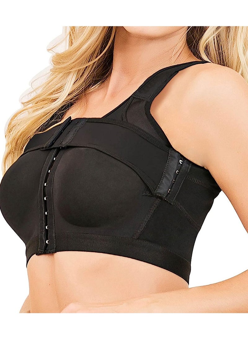 Generic - Women Post Surgery Bra, Front Closure Compression Tank Top, Posture Corrector, Shapewear With Breast Support Band(Medium, Black) - Image 1