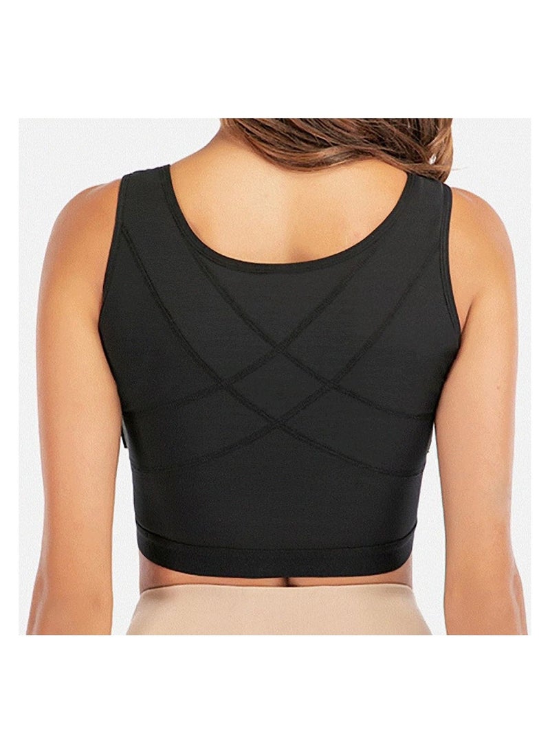 Generic - Women Post Surgery Bra, Front Closure Compression Tank Top, Posture Corrector, Shapewear With Breast Support Band(Medium, Black) - Image 1