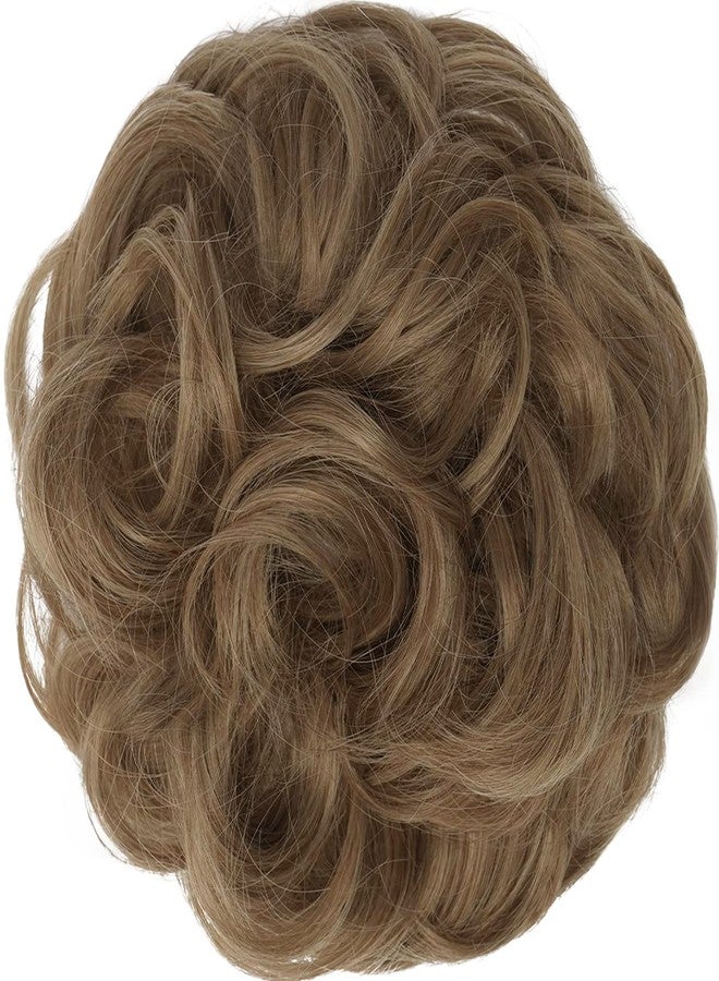 FESHFEN Updo Hairpiece Hair Ponytail Extensions Hair Extensions Scrunchy Bun Wavy Curly Messy Hair Bun Extensions Donut Hair Chignons Hair Piece Wig-12T24 Light Golden Brown & Pale Golden Blonde Ombre - Image 2