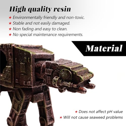 PTFJZ Fish Tank Decorations at-at of Star Wars Aquarium Decorations Betta Fish Tank Accessories for Sleep Rest Hide and Play (S) - Image 2