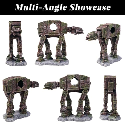 PTFJZ Fish Tank Decorations at-at of Star Wars Aquarium Decorations Betta Fish Tank Accessories for Sleep Rest Hide and Play (S) - Image 5