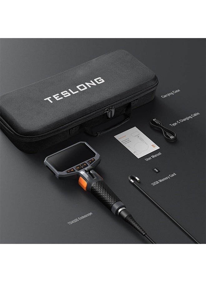 Teslong Two-Way Articulating Borescope with Light, Industrial Endoscope Inspection Camera with Articulated Probe, Flexible Mechanic Fiber Optic Snake Scope Cam for Wall Automotive Engine Inspect-5FT