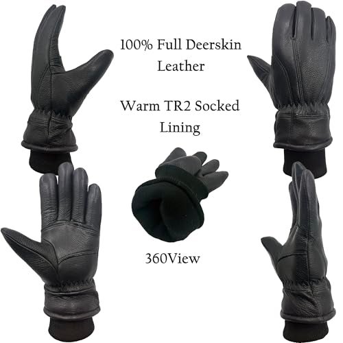 SKYDEER 100% Full Grain Deerskin Leather Winter Gloves for Men and Women, Warm TR2 Socked Lining for Cold Weather Work, Thermal Insulated Gloves for Truck Driving (SD8684T/L) - Image 5
