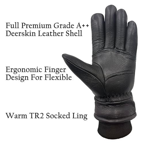 SKYDEER 100% Full Grain Deerskin Leather Winter Gloves for Men and Women, Warm TR2 Socked Lining for Cold Weather Work, Thermal Insulated Gloves for Truck Driving (SD8684T/L) - Image 3
