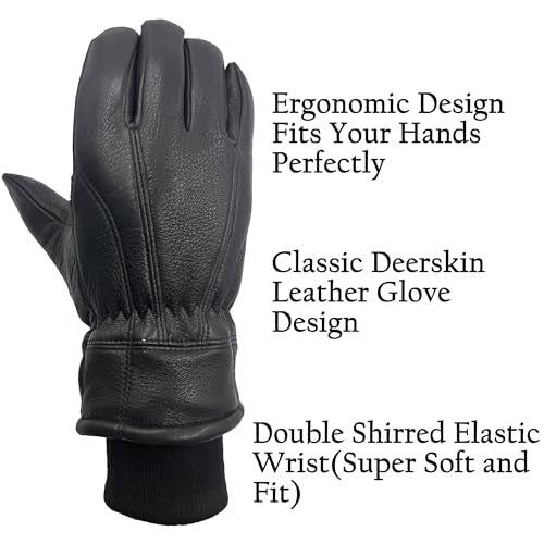 SKYDEER 100% Full Grain Deerskin Leather Winter Gloves for Men and Women, Warm TR2 Socked Lining for Cold Weather Work, Thermal Insulated Gloves for Truck Driving (SD8684T/L) - Image 4