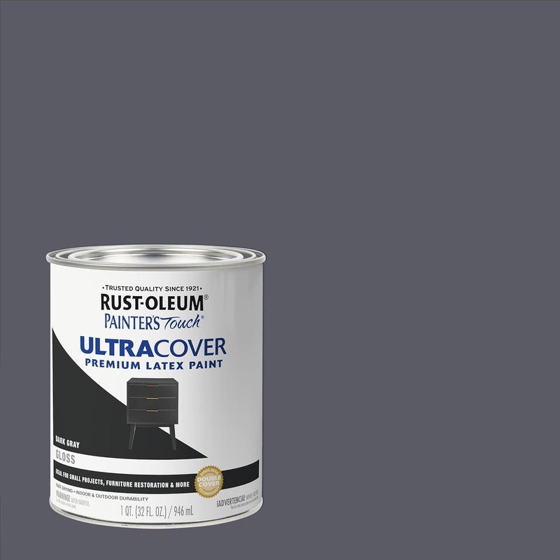 Rust-Oleum Painter's Touch Ultra Cover Premium Latex Paint - Dark Gray Gloss - 1 Quart - Image 4