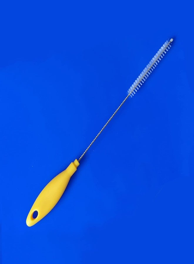 SpiderJuice 1Pc 25cm Long Multipurpose Reusable Flexible Stainless Steel Hard Nylon Bristles Drinking Straw Cleaning Brush with Plastic Handle for Thin Test Tubes Spouts Pipes Sipper Bottles Infant Baby Feeding Nipples (Random Color) - Image 1