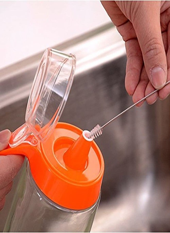 SpiderJuice 1Pc 25cm Long Multipurpose Reusable Flexible Stainless Steel Hard Nylon Bristles Drinking Straw Cleaning Brush with Plastic Handle for Thin Test Tubes Spouts Pipes Sipper Bottles Infant Baby Feeding Nipples (Random Color) - Image 5