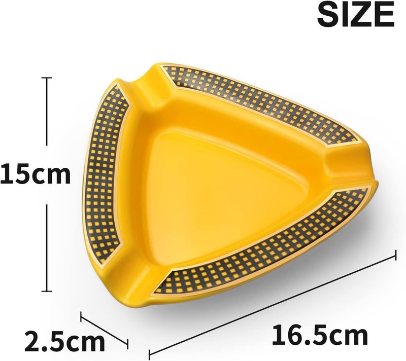 Cigar Ashtray - Premium Triangle Design for Indoor/Outdoor Use , Large Capacity , Perfect for Patio , Home , or Office (Yellow ) - Image 5