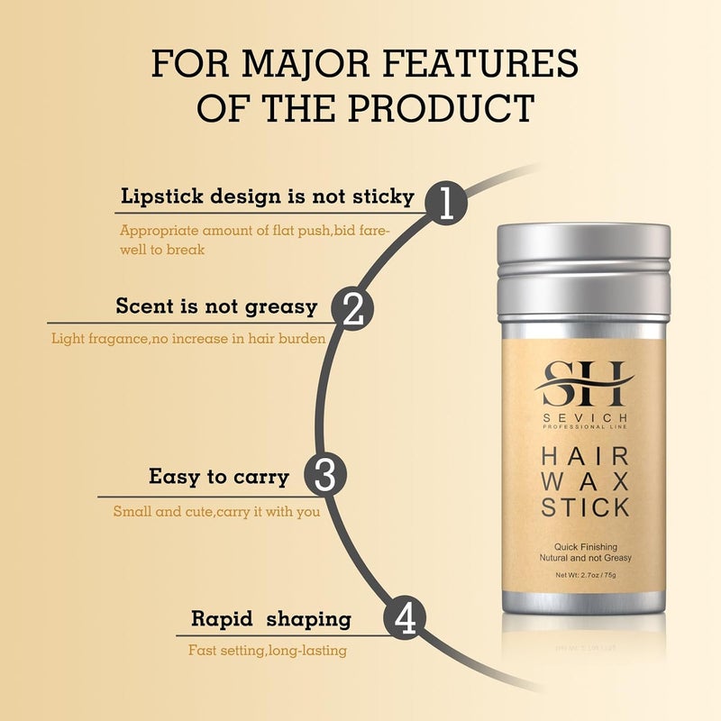 Sevich Hair Wax Stick - Hair Styling Finishing Wax, Hair Shaping, 2.7oz - Image 4