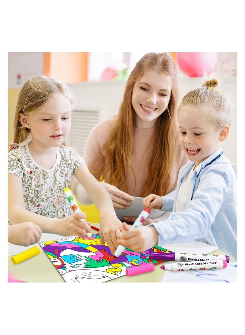 SYOSI 24 Colors Washable Marker Set for Kids, Conical Tip Broad Line Markers for Kids, Art Marker Set for Toddlers Age 3+, Perfect for Halloween Coloring Pages, Homeschool Art Supplies - Image 5