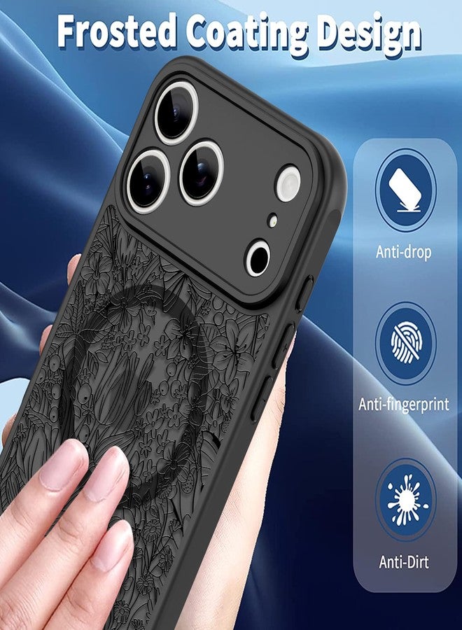 OOK Magnetic Case for iPhone 17 Pro (6.3") - Slim Translucent Matte Cover with Black Floral Cordyceps Flower Design [MagSafe Compatible] Camera Protection, Lightweight & Stylish - Image 2