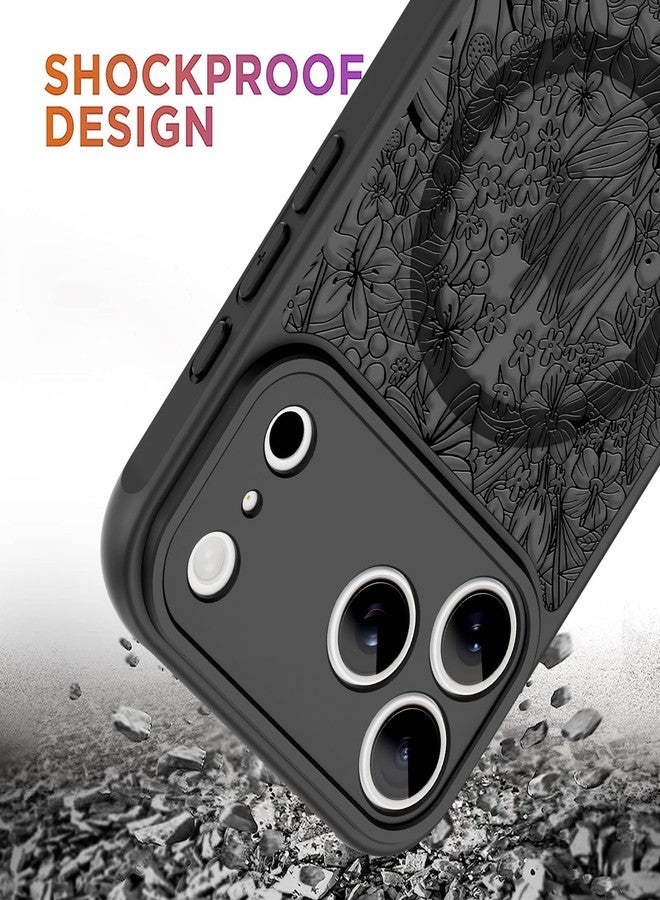 OOK Magnetic Case for iPhone 17 Pro (6.3") - Slim Translucent Matte Cover with Black Floral Cordyceps Flower Design [MagSafe Compatible] Camera Protection, Lightweight & Stylish - Image 3
