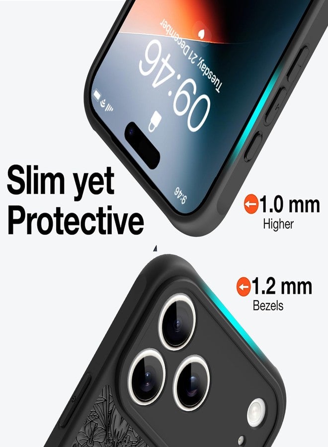 OOK Magnetic Case for iPhone 17 Pro (6.3") - Slim Translucent Matte Cover with Black Floral Cordyceps Flower Design [MagSafe Compatible] Camera Protection, Lightweight & Stylish - Image 4