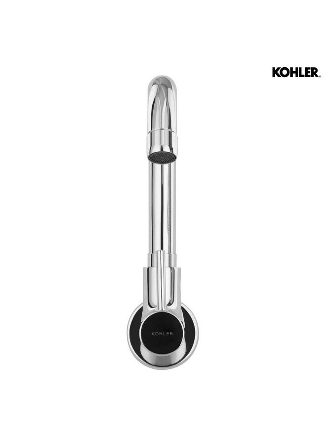 Kohler Brass Chrome Finish Cuff 37314IN-4-CP Single Handle Wall Mounted Premium Kitchen Faucet - Cold Only (Silver) - Image 2