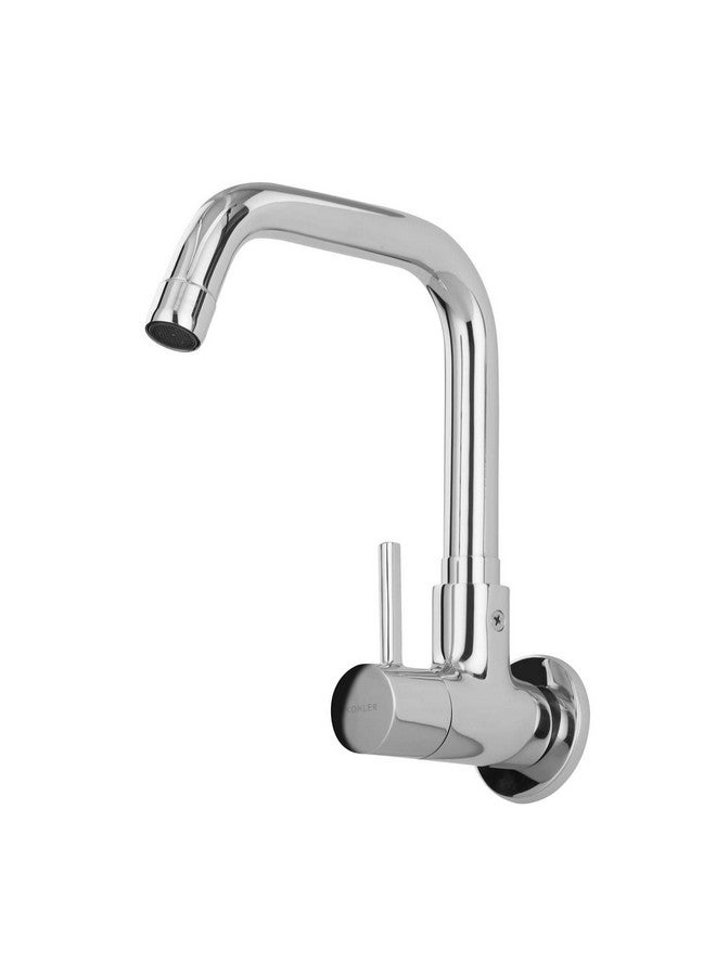 Kohler Brass Chrome Finish Cuff 37314IN-4-CP Single Handle Wall Mounted Premium Kitchen Faucet - Cold Only (Silver) - Image 1