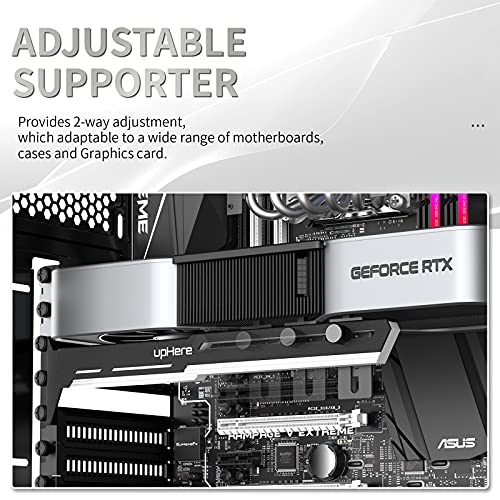 upHere Black&White Graphics Card GPU Brace Support Video Card Sag Holder/Holster Bracket,Adjustable Length and Height Support,G27654 - Image 3