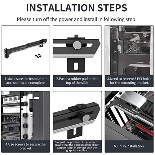 upHere Black&White Graphics Card GPU Brace Support Video Card Sag Holder/Holster Bracket,Adjustable Length and Height Support,G27654 - Image 4