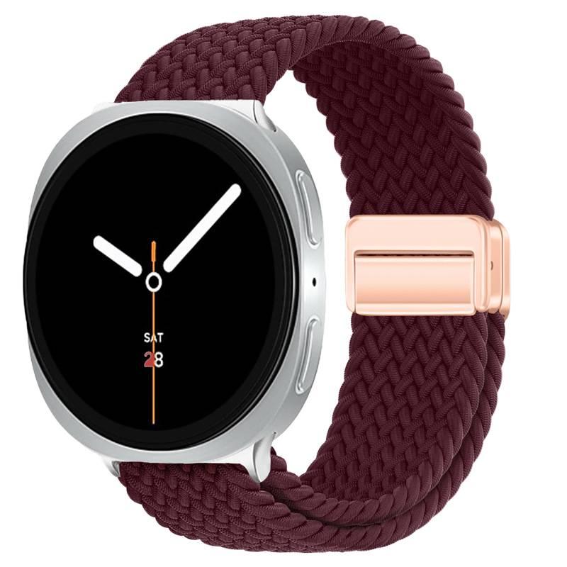 سوار ساعة ذكية سوار نايلون حلقي متوافق مع Samsung Galaxy Watch 8 بملاءمة قابلة للتعديل وحزام بديل للاستخدام اليومي باللون أحمر قابل للتعديل - NADI - Image 1