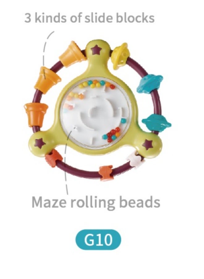 كونجي كيدز Baby Rattle Toy | Colorful Ring Rattle for Infants 0+ Months | Lightweight Handheld Toy with Sound Beads & Grasp Rings | BPA-Free Sensory Toy for Newborns assorted 1pc - Image 4