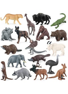 18 Pcs Safari Animal Toys, Realistic North American & Australian Animal Figures, Educational Wild Animal Figurines for Kids 3 4 5 6 7 years old