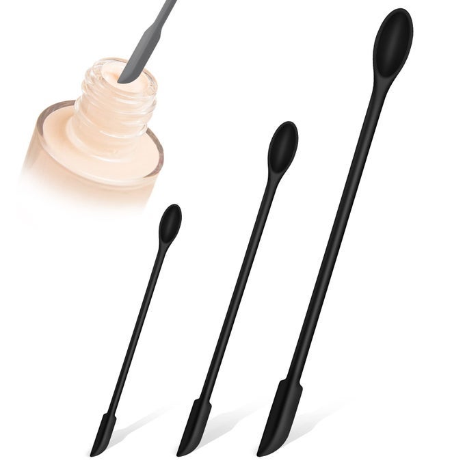 MINI SILICONE SPATULA SMALL SILICONE SPOONS AND SPATULA JAR SCRAPER FOR MAKEUP NARROW BOTTLE HEAT RESISTANT BPA FREE LONG HANDLE LOTION STIRRER GET LAST DROP FROM BOTTLES