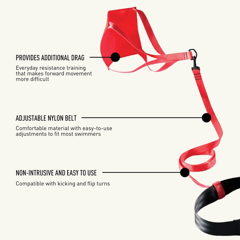 FINIS Swim Parachute for Resistance Training - Builds Strength & Endurance - Adjustable Belt - Red - 8 inch - Image 4