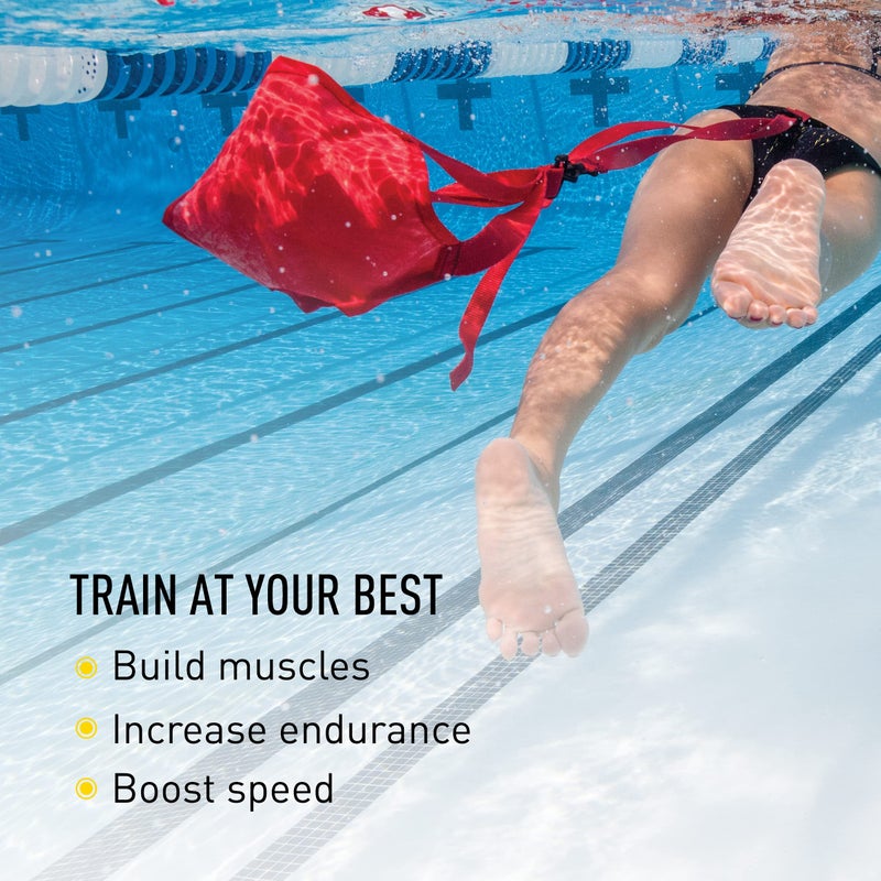 FINIS Swim Parachute for Resistance Training - Builds Strength & Endurance - Adjustable Belt - Red - 8 inch - Image 3