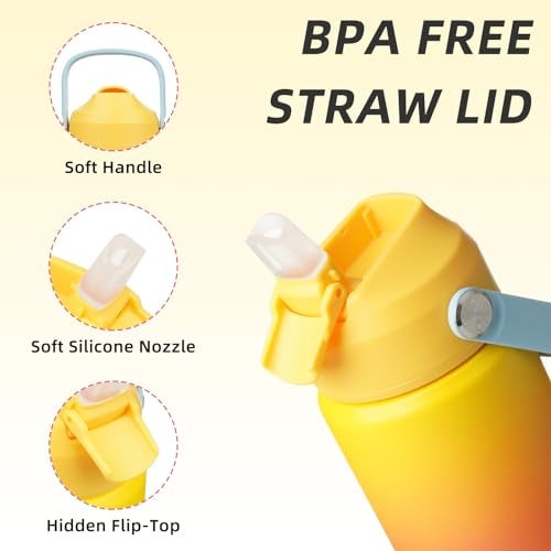 BJPKPK Insulated Water Bottle with Straw Lid 12oz Thermo Water Bottles with Soft Nozzle Flex Handle Nonslip Boot BPA Free Leak Proof Stainless Steel Metal Thermo Tumblers CupsRainbow - Image 3