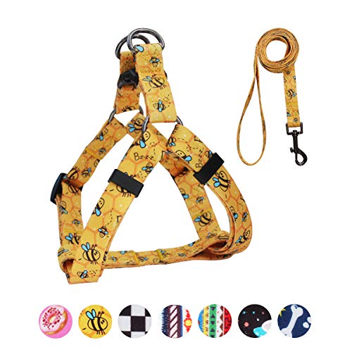 QQPETS Dog Harness Leash Set Adjustable Heavy Duty No Pull Halter Harnesses for Small Medium Large Breed Dogs Back Clip Anti-Twist Perfect for Walking (XS(12"-18" Chest Girth), Yellow Bee) - Image 1