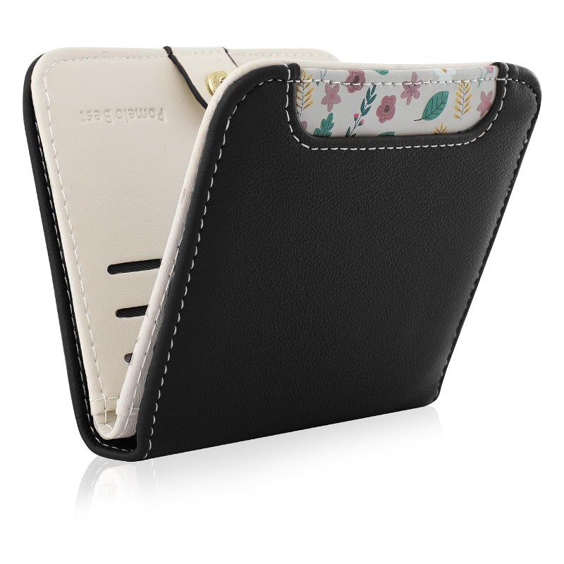 Pomelo Best Small Wallet Women RFID Blocking Bifold Leather Wallets for Women Credit Card Holder with ID Window Zipper Coin Pocket Black - Image 1