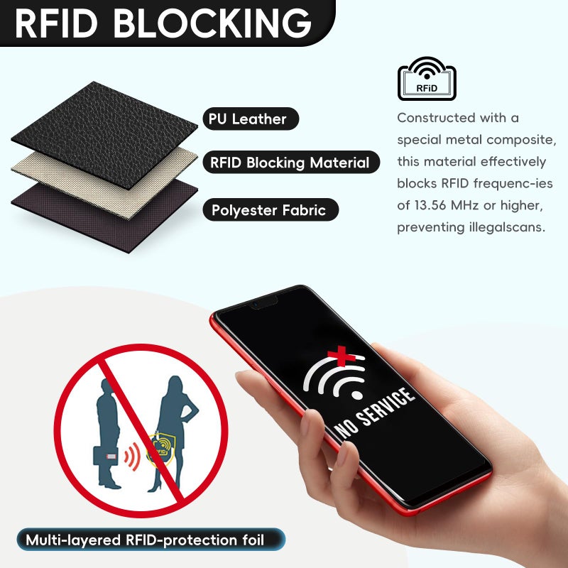 Pomelo Best Small Wallet Women RFID Blocking Bifold Leather Wallets for Women Credit Card Holder with ID Window Zipper Coin Pocket Black - Image 5