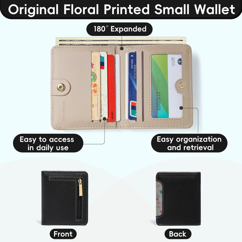 Pomelo Best Small Wallet Women RFID Blocking Bifold Leather Wallets for Women Credit Card Holder with ID Window Zipper Coin Pocket Black - Image 4