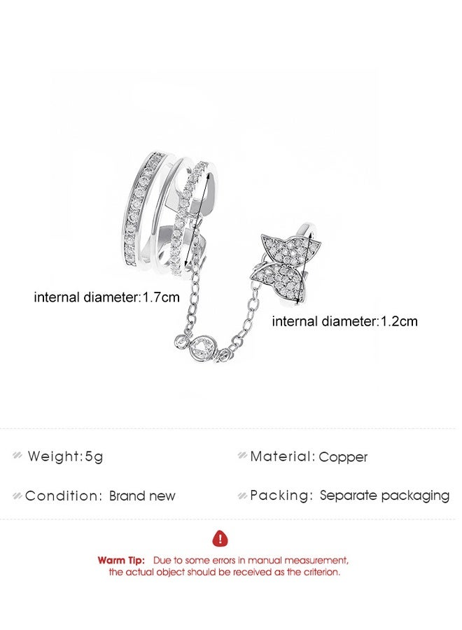 Women's Ring with Modern Design Elegant and New Chain Link Ring Silver Color - Image 3