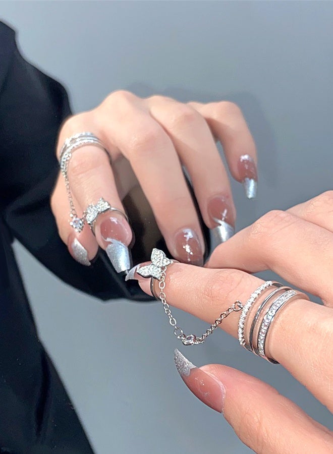 Women's Ring with Modern Design Elegant and New Chain Link Ring Silver Color - Image 2